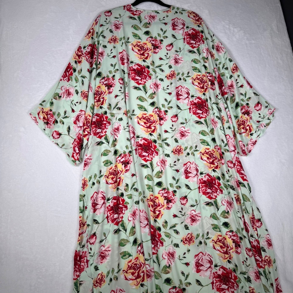 The Pioneer Woman Mint Green Floral Kimono Wrap Red Rose XXL/XXXL 912P905APW - Picture 3 of 7